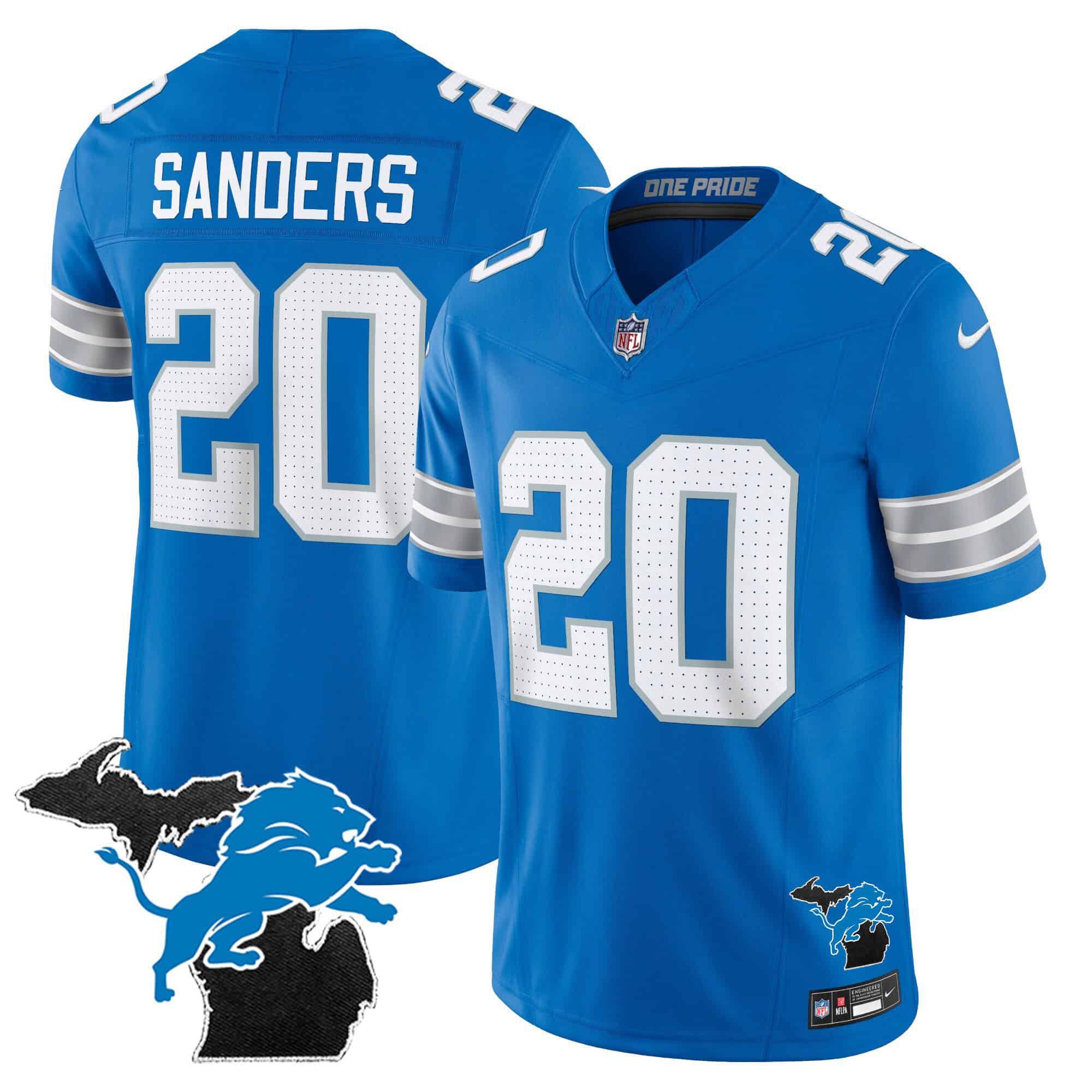 Men Detroit Lions #20 Sanders Blue 2024 Nike Michigan Patch Vapor Limited NFL Jersey->indianapolis colts->NFL Jersey